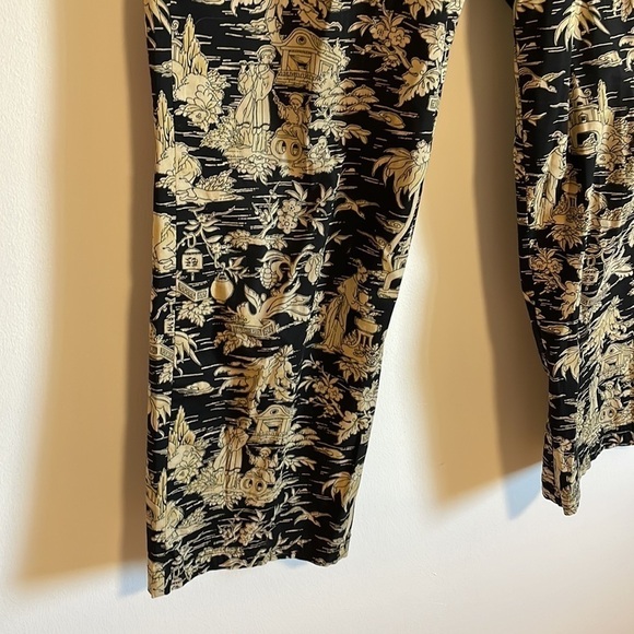 Chinoiserie Toile Pants Print Arts SM Tourist Sunday Brunch Black Statement Chic - Picture 5 of 12